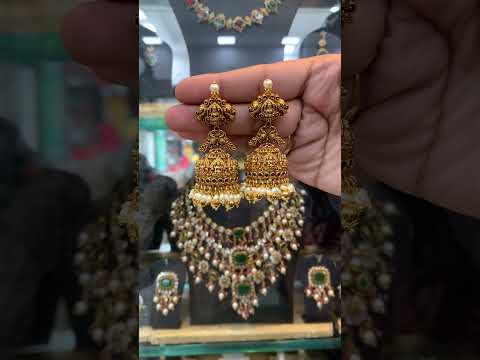 Beautiful nakshi polish jumkhas with guttapusalu hangings